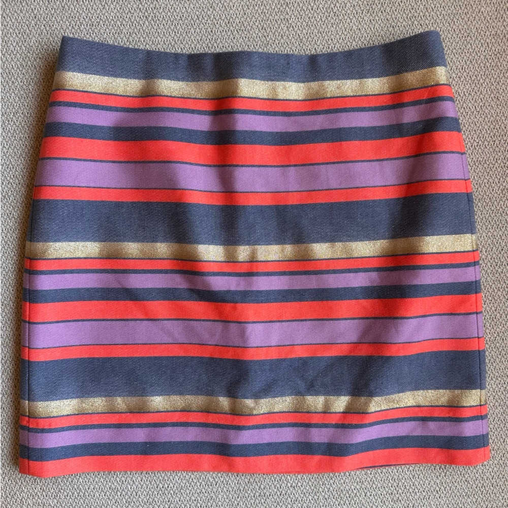 J. Crew Red and Purple Mini Pencil Skirt
